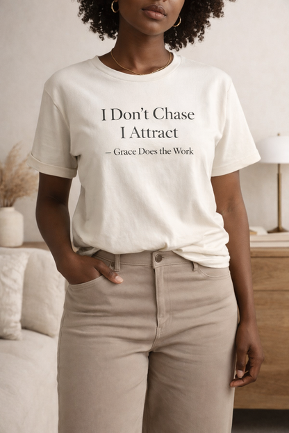 I Don’t Chase, I Attract Tee — Grace Does the Work